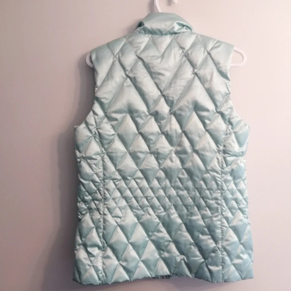 Lands' End Goose Down Quilted Puffer Vest in Shimmery Satin Zip Up Small 6-8 - Picture 3 of 15
